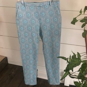 Topshop Silver & Turquoise Ankle Pants Sz 6